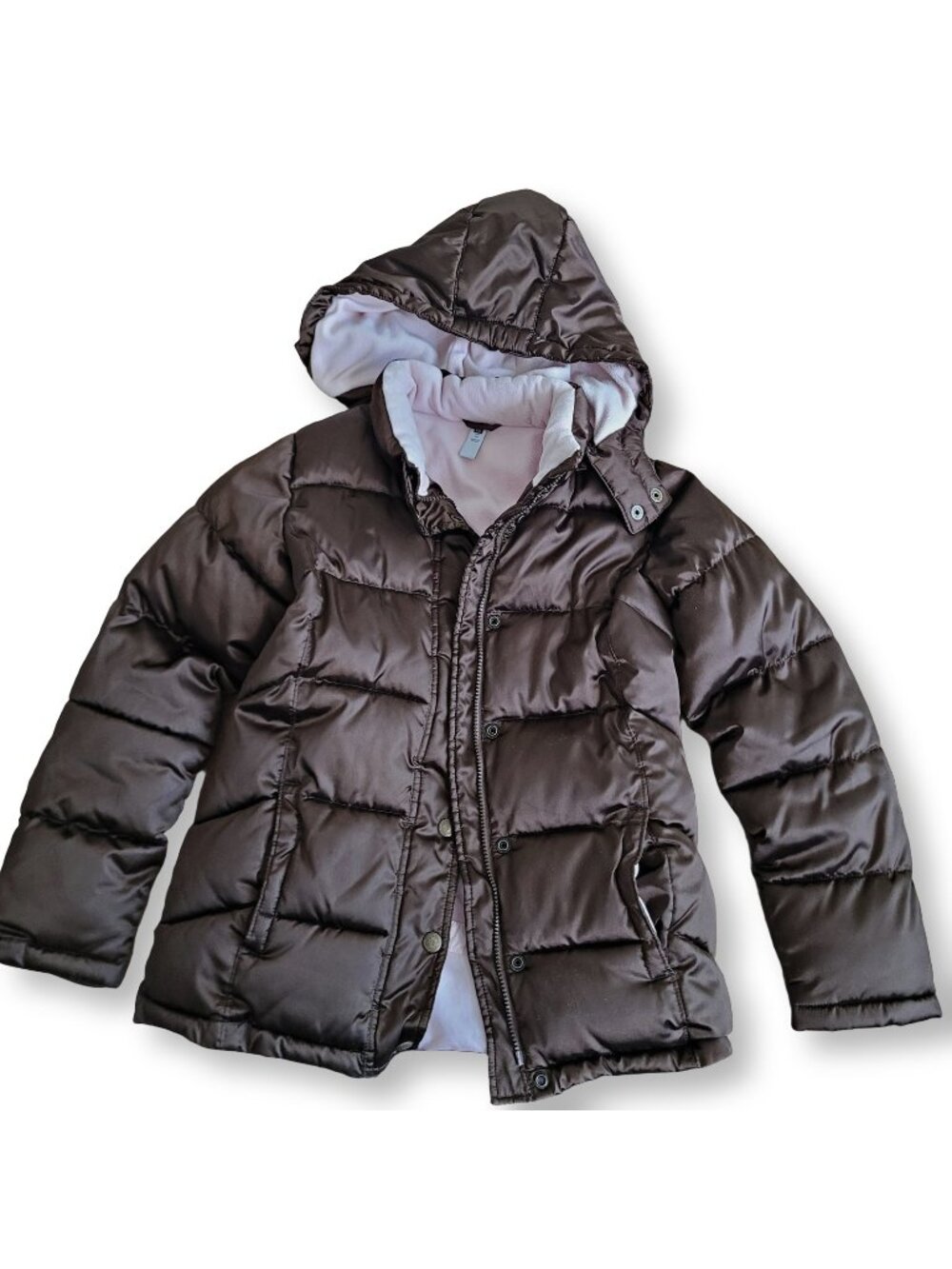 Gap Kids Brown Pink Fleece Lined Puffer Winter Jacket (Kids XXL)